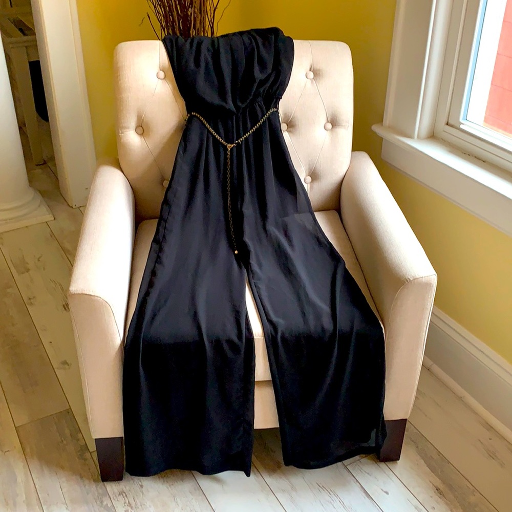 See Through Strapless Jumpsuit w Undershort